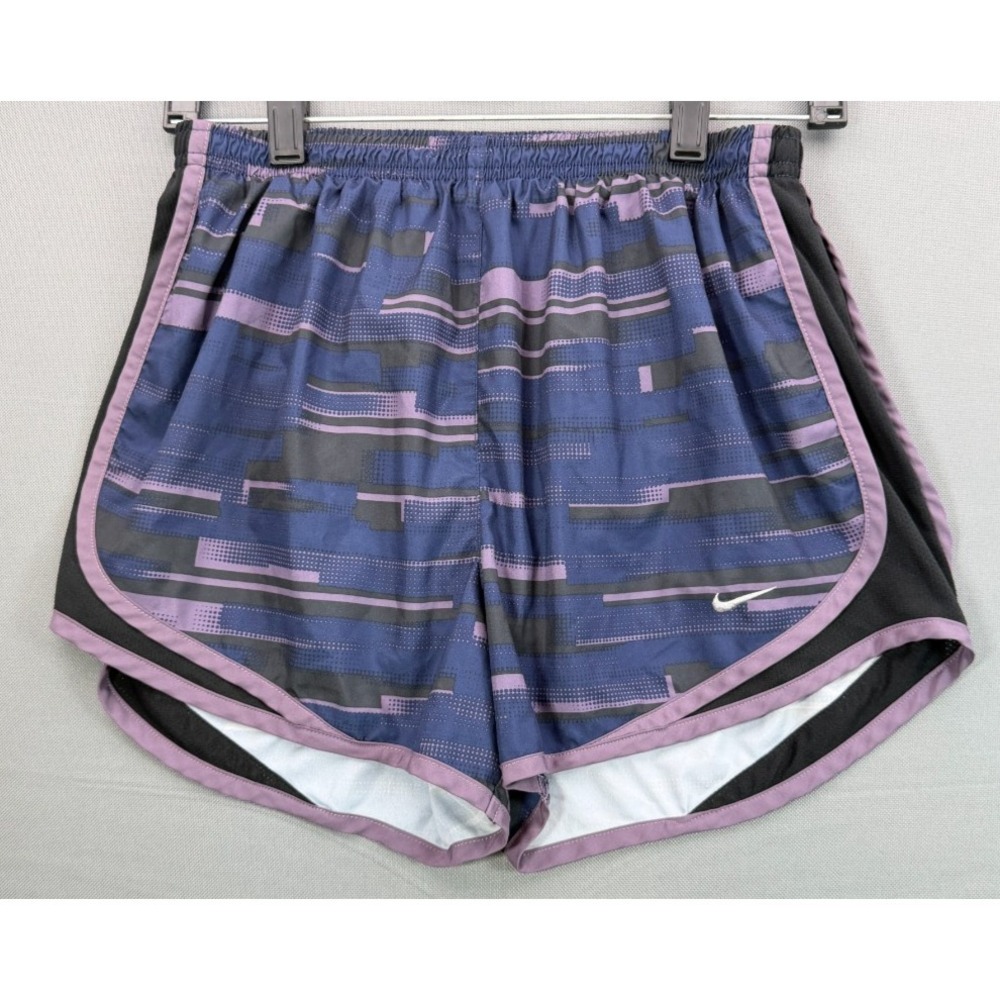 Nike Womens Medium Dri Fit Tempo Running Shorts Purple Blue Graphic Athletic - M